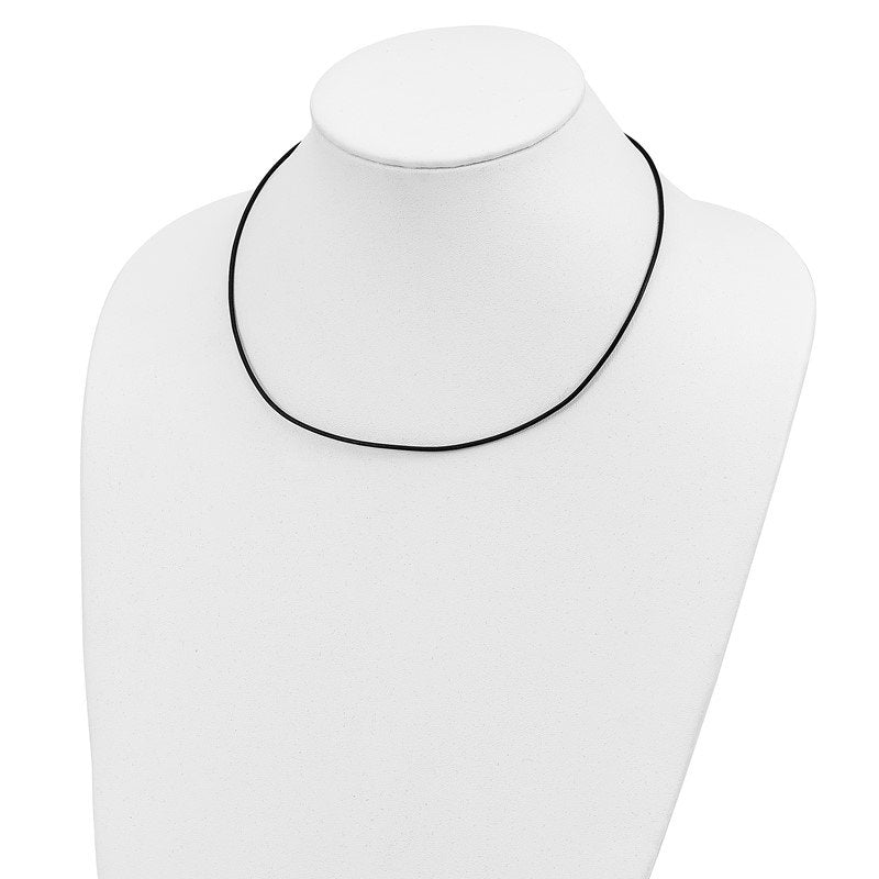 14k White Gold Clasp 1.5mm 16 inch Black Leather Cord Necklace