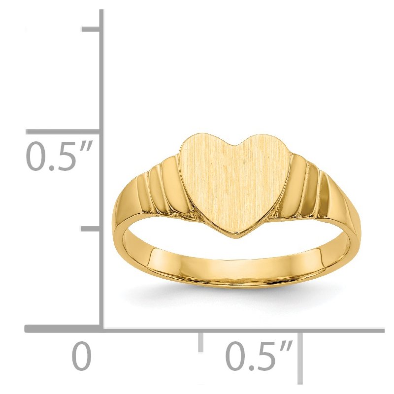 14K Satin Children's Heart Signet Ring
