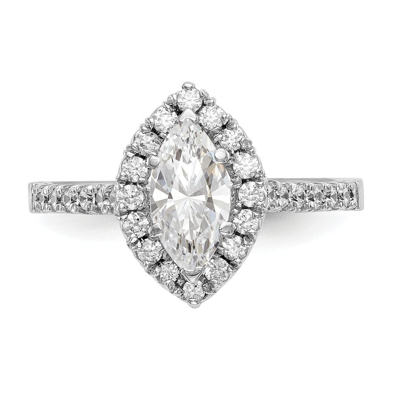 14K White Gold 1/3 carat Lab Grown Diamond VS+ F+ Semi-Mount Marquise Halo Engagement Ring