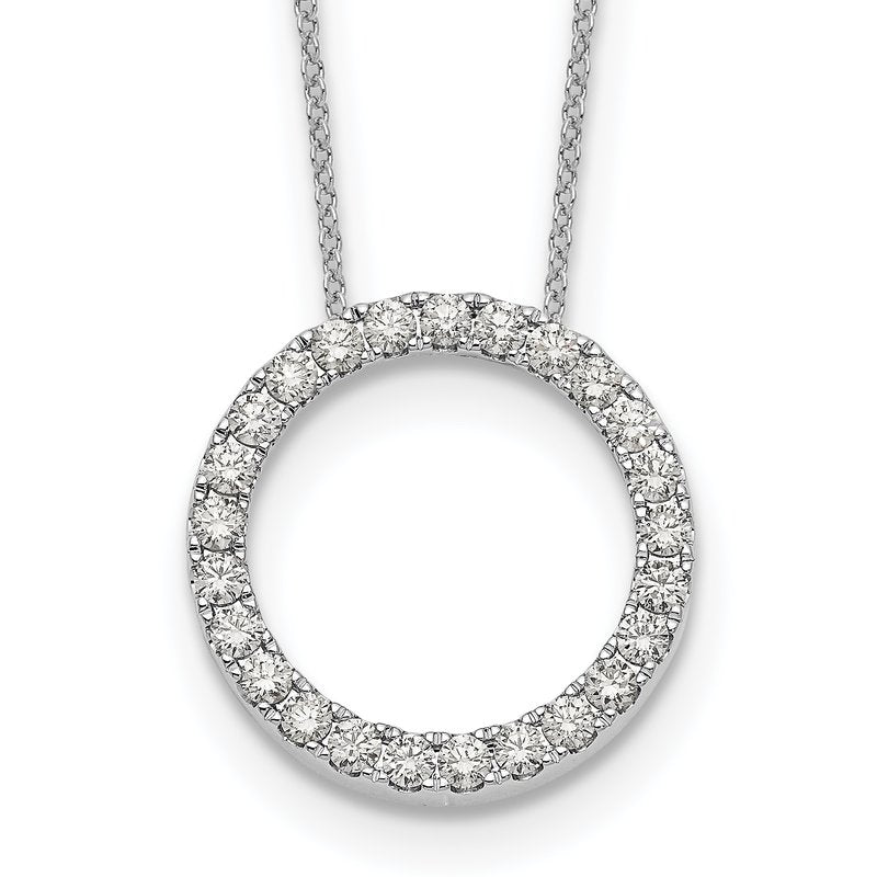 14k White Gold 1/4 carat Diamond Circle 18 inch Necklace