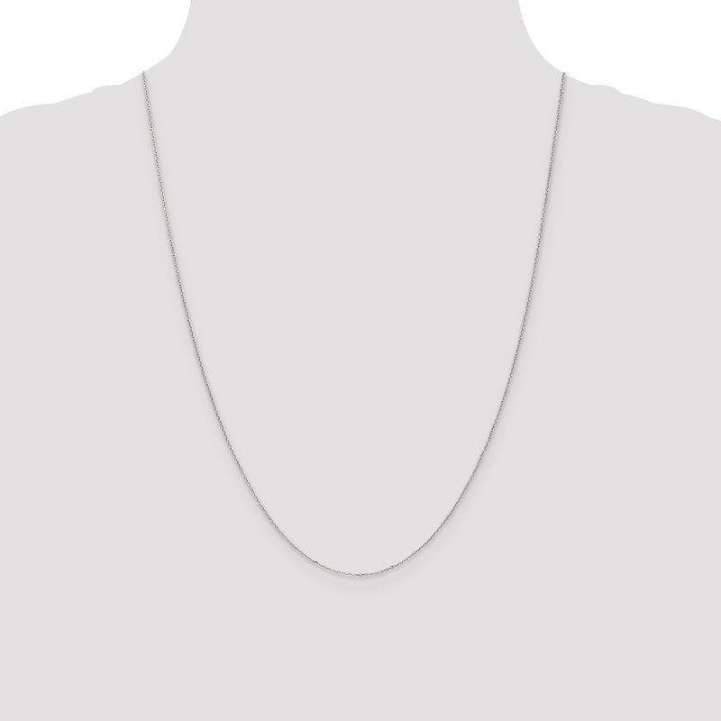 14K White Gold 14 inch .8mm Diamond-cut Cable with Spring Ring Clasp Chain
