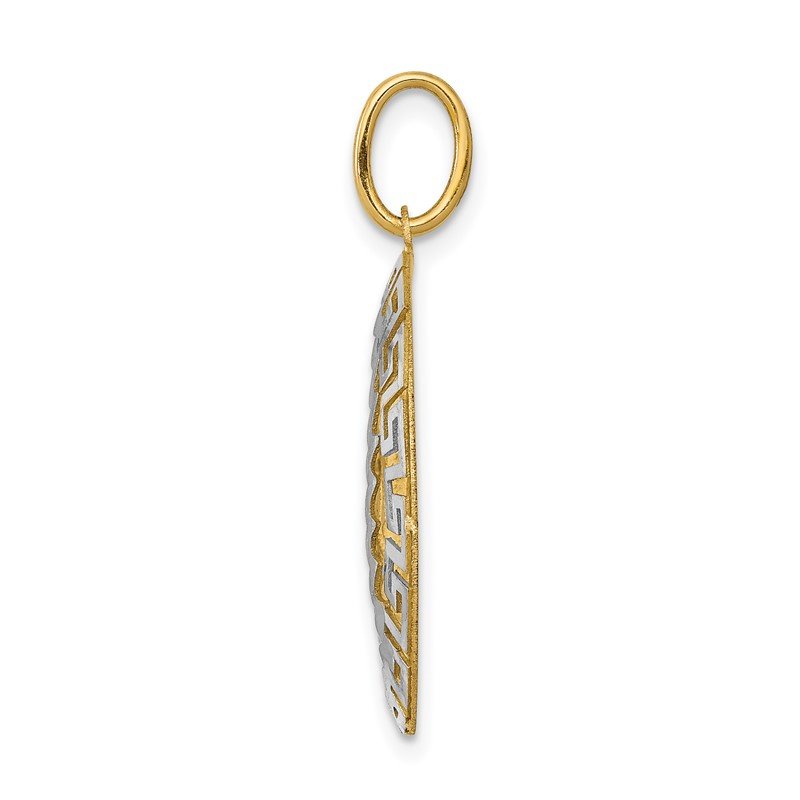 14k Two-Tone Our Lady Of Guadalupe Semi-solid Oval Pendant