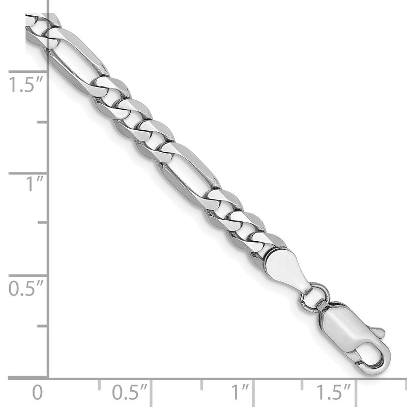 14K White Gold 26 inch 4.5mm Flat Figaro with Lobster Clasp Chain