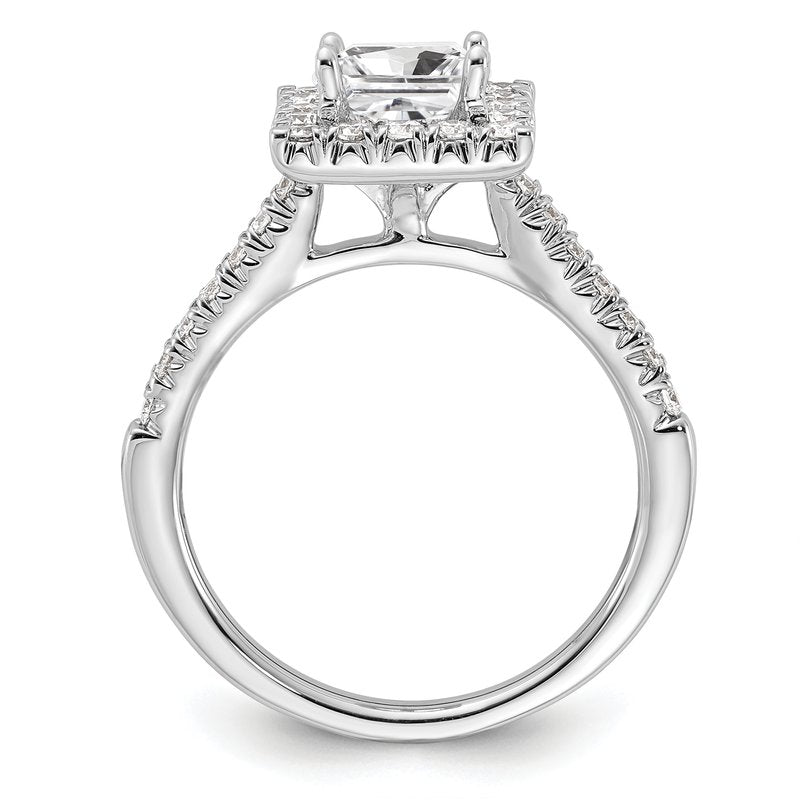 14K White Gold 1/3 carat Lab Grown Diamond VS+ F+ Semi-Mount Princess Halo Engagement Ring