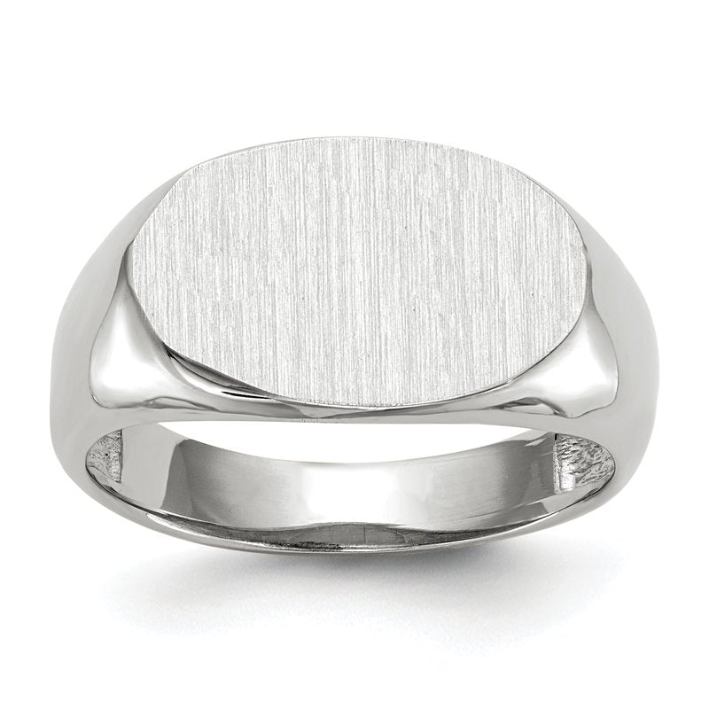 14k White Gold 15.0x9.5mm Open Back Signet Ring
