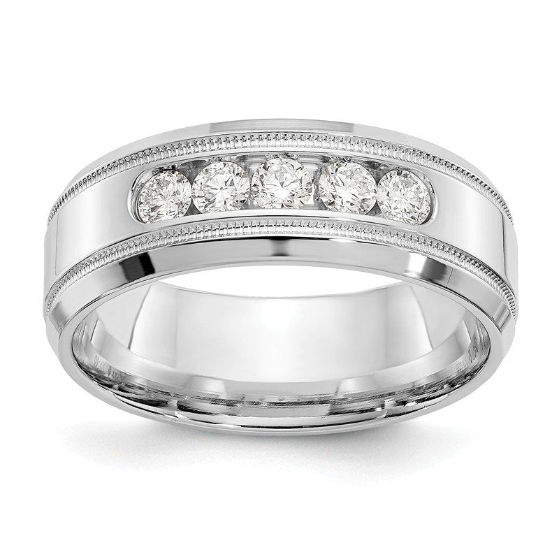 14K White Gold 1/2 carat Lab Grown Diamond VS+ F+ Size 10 Complete Bevel Miligrain Band