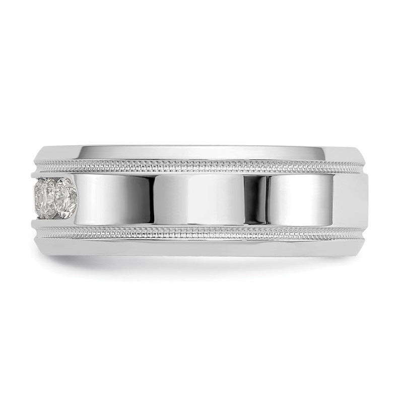 14K White Gold 1/2 carat Lab Grown Diamond VS+ F+ Size 10 Complete Bevel Miligrain Band