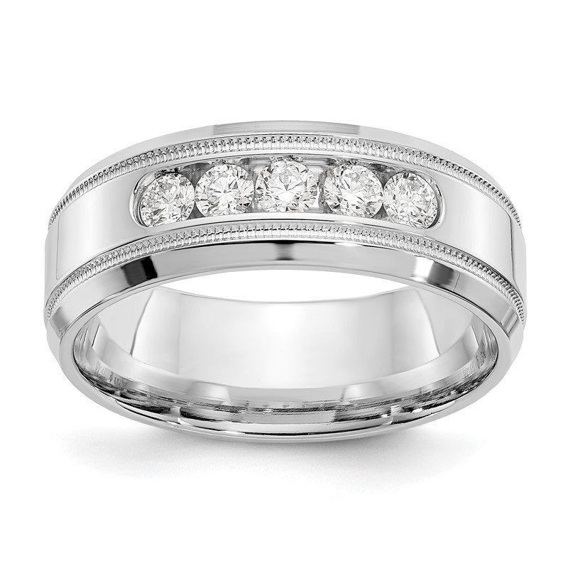 14K White Gold 1/2 carat Lab Grown Diamond VS+ F+ Size 10 Complete Bevel Miligrain Band