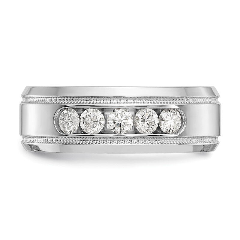 14K White Gold 1/2 carat Lab Grown Diamond VS+ F+ Size 10 Complete Bevel Miligrain Band