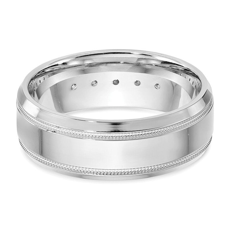 14K White Gold 1/2 carat Lab Grown Diamond VS+ F+ Size 10 Complete Bevel Miligrain Band