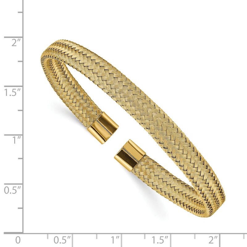 Stainless Steel Polished Yellow IP-plated 6mm Mesh Wire Cuff Bangle