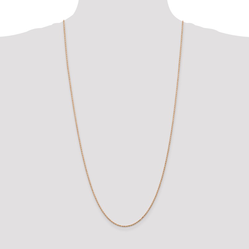 14K Rose Gold 10 inch 1.5mm Diamond-cut Man Made Rope with Lobster Clasp Anklet