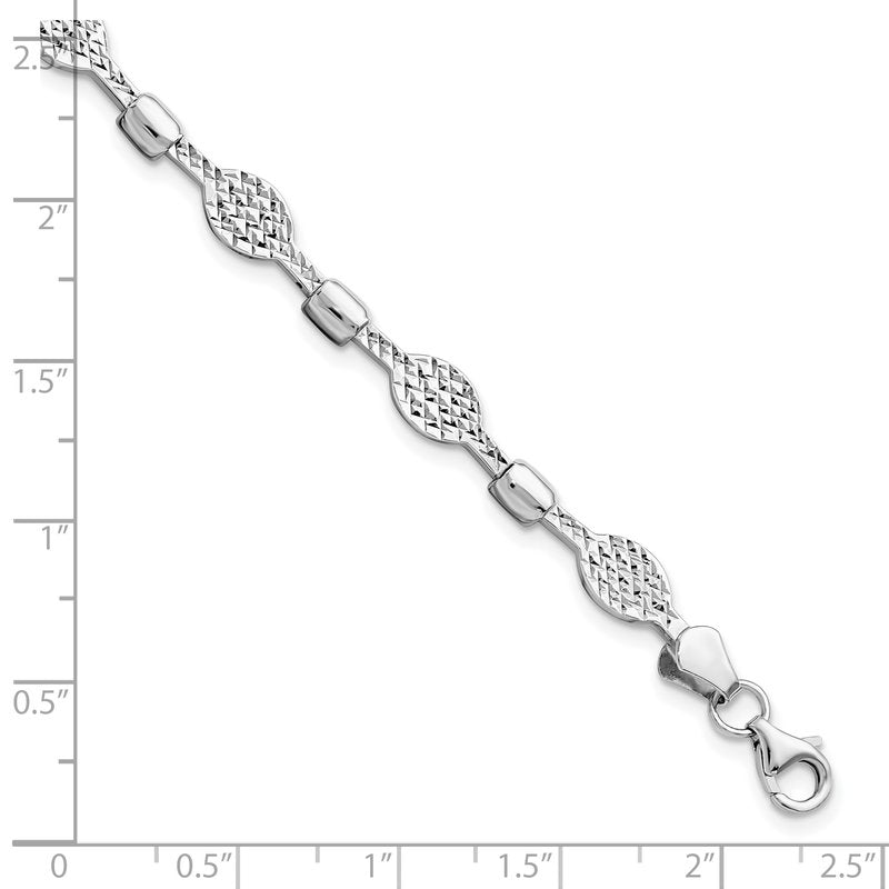 14K White Gold Diamond-Cut Bracelet