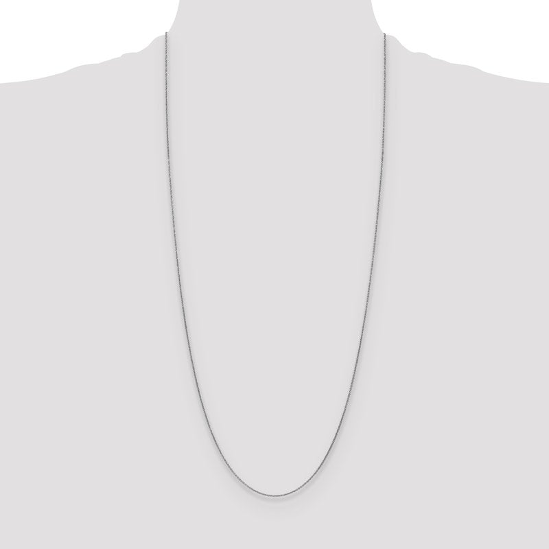 14K White Gold 14 inch 1mm Round Open Link Cable with Lobster Clasp Chain