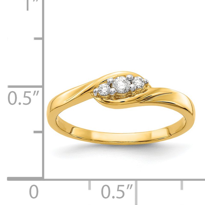 14k White Gold 3-stone Diamond Ring