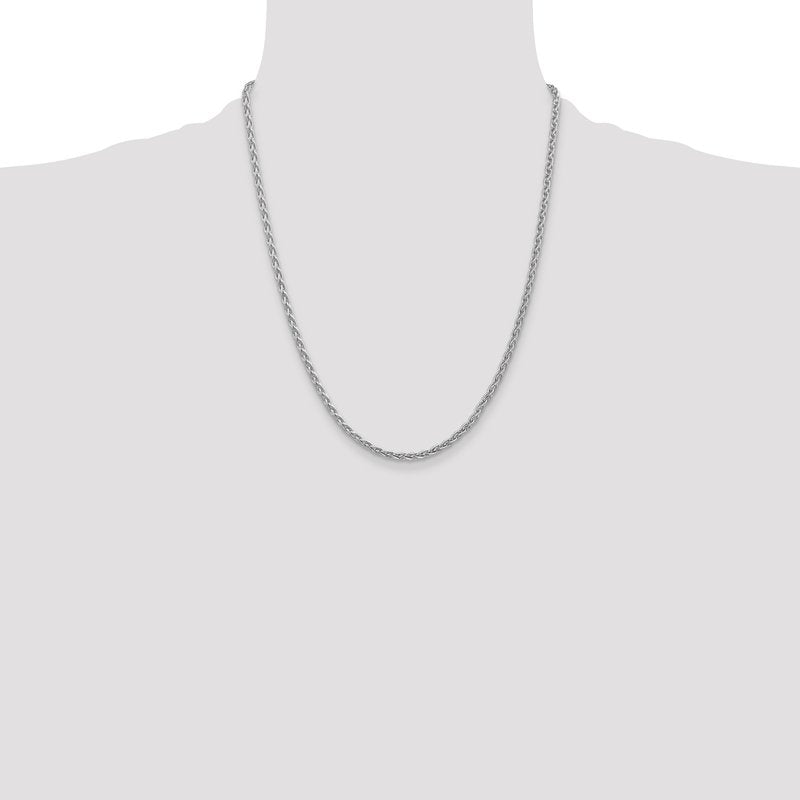 14K White Gold 16 inch 4mm Parisian Wheat with Lobster Clasp Chain