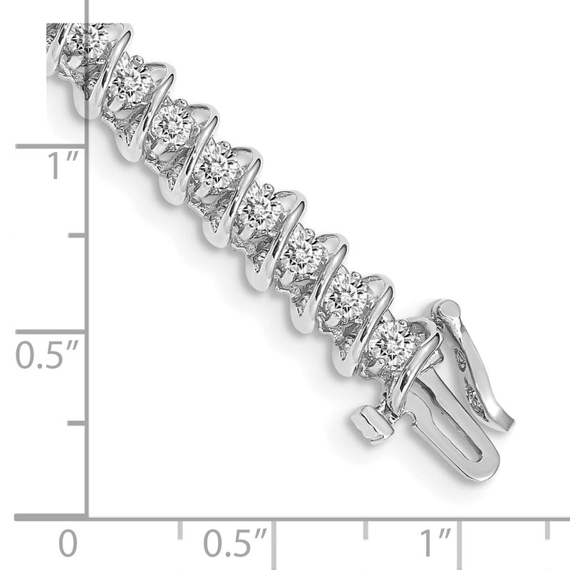 14k White Gold Complete 3.31 carat Round AA Diamond Fancy Spiral 7 inch Tennis Bracelet