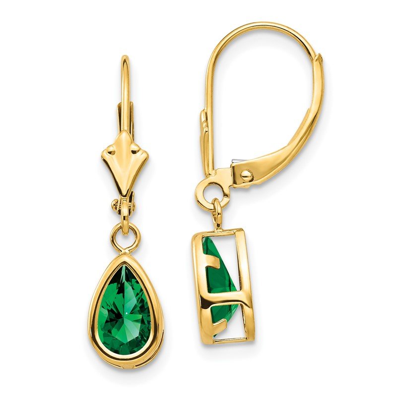 14k 8x5mm Pear Mount St. Helens Bezel Leverback Dangle Earrings