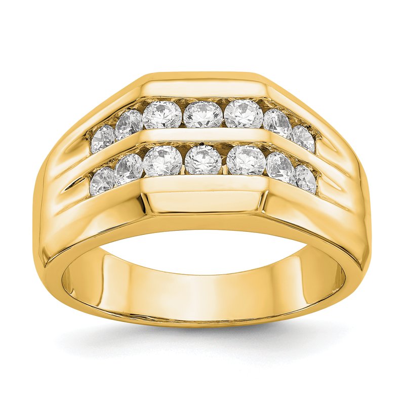 14K White Gold Men's 1/2 carat Lab Grown Diamond VS+ F+ Complete Double Channel Band