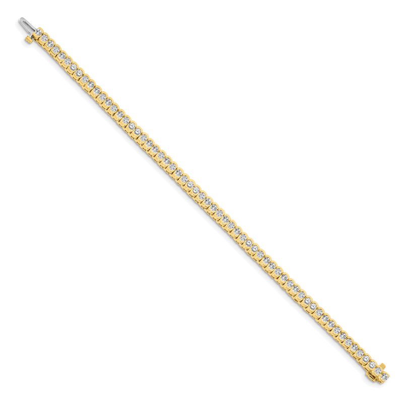 14k Complete 3.5 carat Round A Diamond Half-Bezel 7 inch Tennis Bracelet