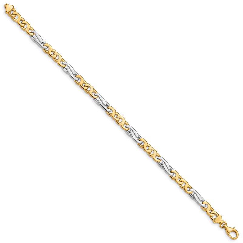 14K Two-tone 18 inch 6mm Hand Polished Fancy Link with Fancy Lobster Clasp Chain