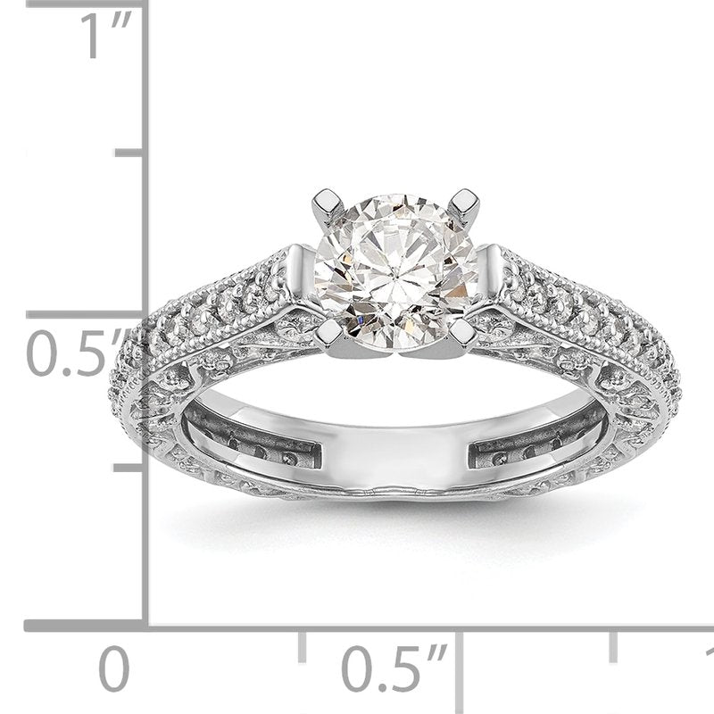 14K White Gold 1/2 carat Lab Grown Diamond VS/SI  D E F  Semi Mount Peg Set Ring