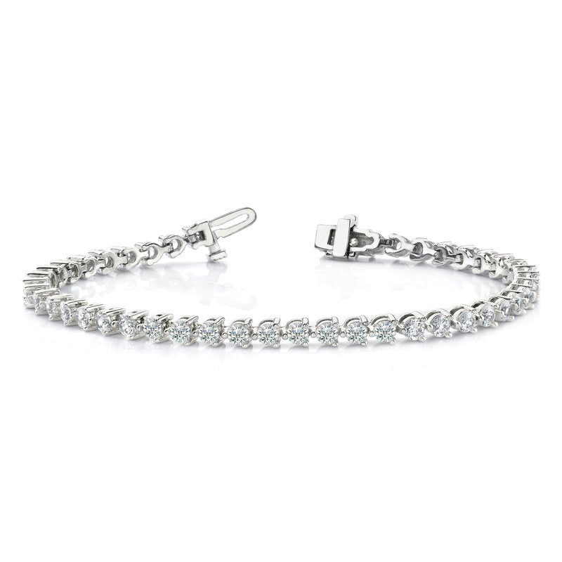 14k White Gold Complete 4.3 carat Round VS Diamond 3-prong 7 inch Tennis Bracelet