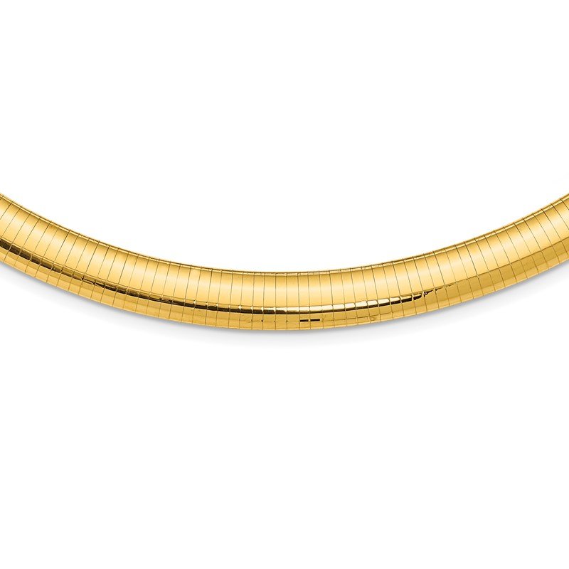 14k Polished 10mm Standard Weight 16 inch Domed Omega Necklace