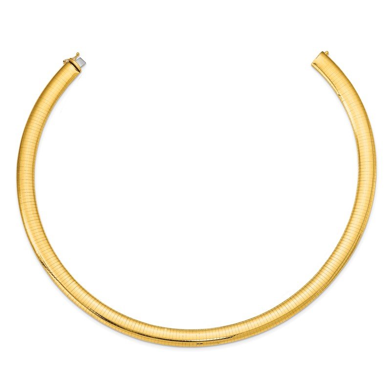 14k Polished 10mm Standard Weight 16 inch Domed Omega Necklace