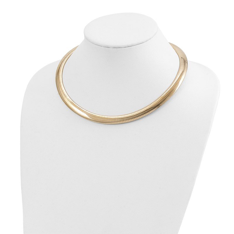 14k Polished 10mm Standard Weight 16 inch Domed Omega Necklace