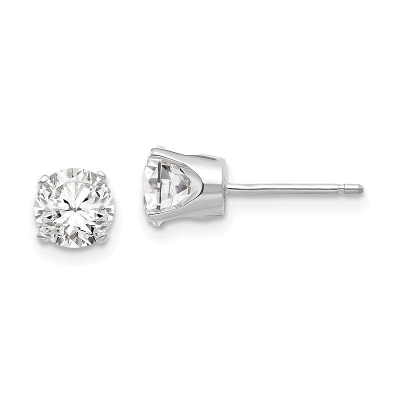 14k White Gold 5.5mm Round CZ Stud Earrings