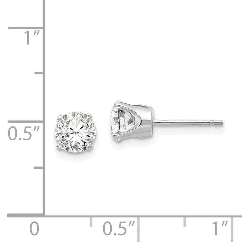 14k White Gold 5.5mm Round CZ Stud Earrings