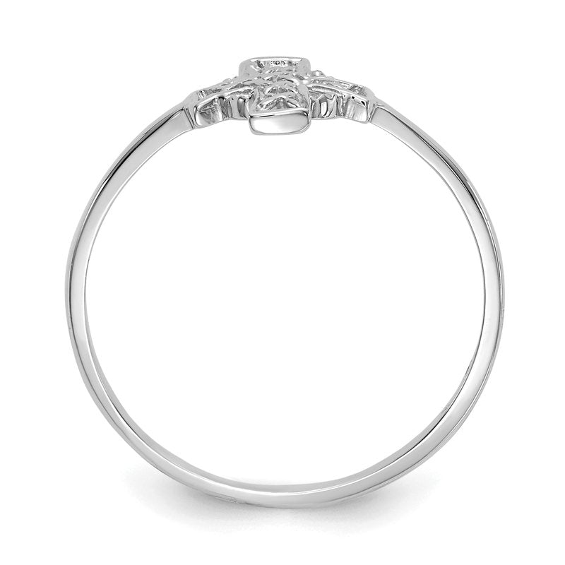 14k White Gold Polished Celtic Cross Ring