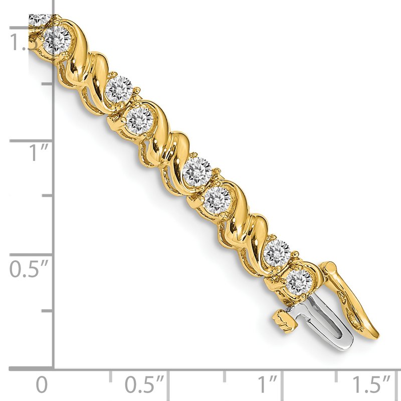 14k Complete 2.88 carat Round AA Diamond Fancy Swirl 7 inch Tennis Bracelet