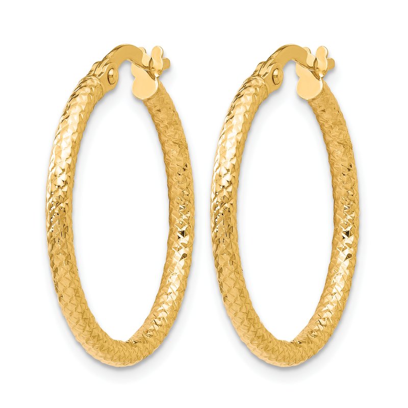 10K Polished and Textured Hinged Hoop Earrings