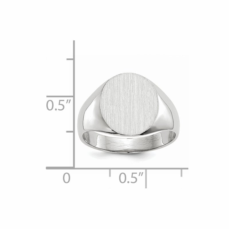 14k White Gold 12.0x12.5mm Closed Back Signet Ring