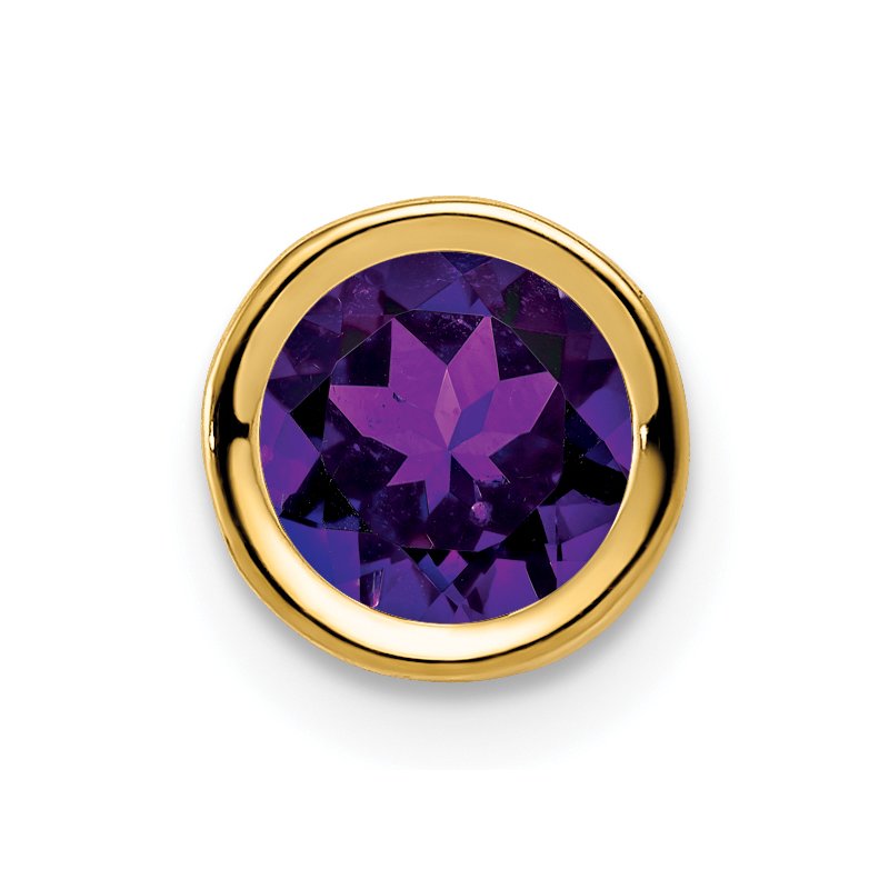 14k 6mm Round Amethyst Bezel Chain Slide