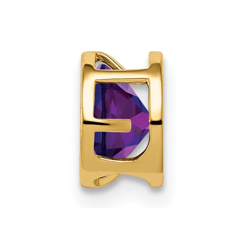 14k 6mm Round Amethyst Bezel Chain Slide