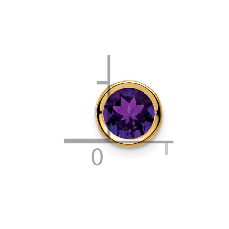 14k 6mm Round Amethyst Bezel Chain Slide