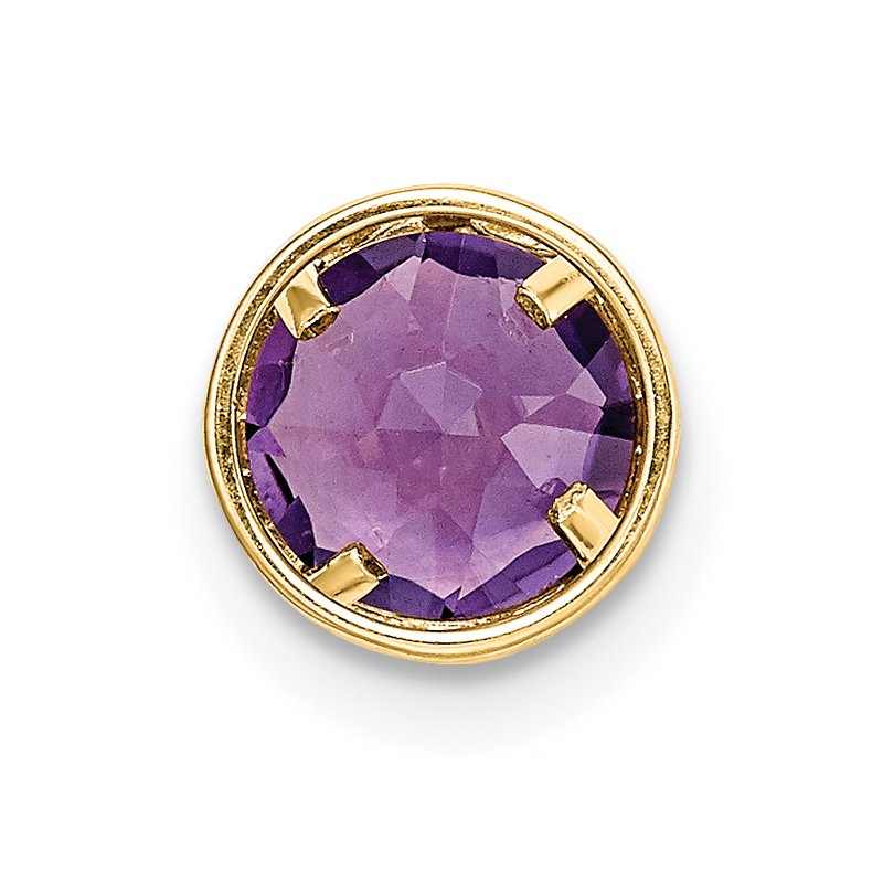 14k 6mm Round Amethyst Bezel Chain Slide