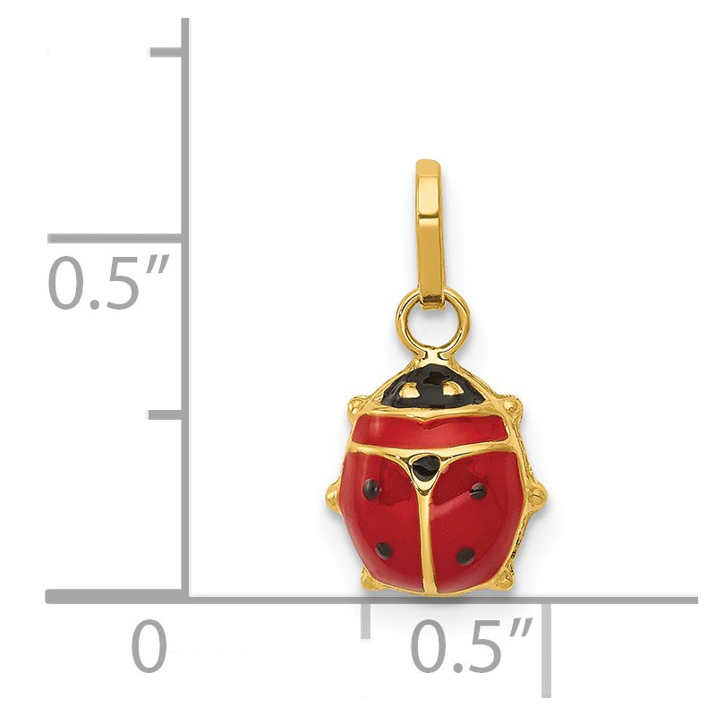 14k Red and Black Enameled Ladybug Charm