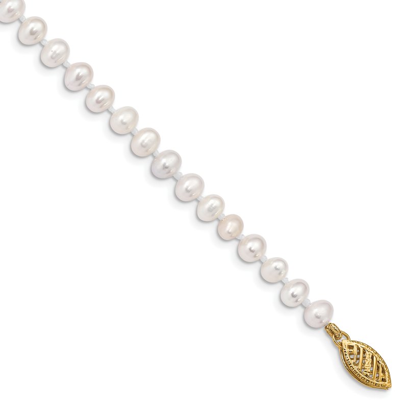 14k 4-5mm White Near-Round Freshwater Cultured Pearl 16 inch Necklace