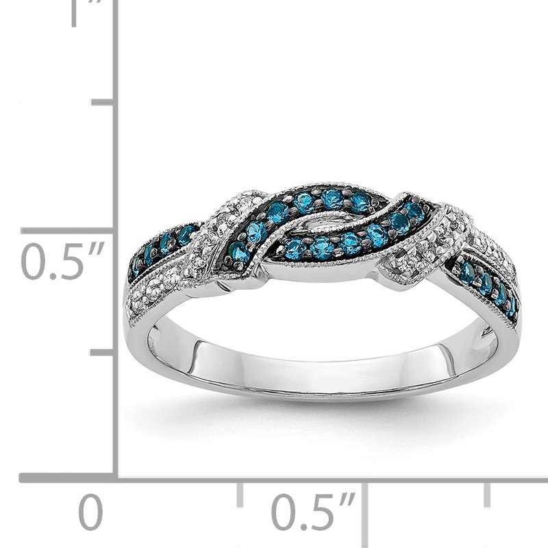 14k White Gold w/Black Rhodium White and Blue Diamond Ring