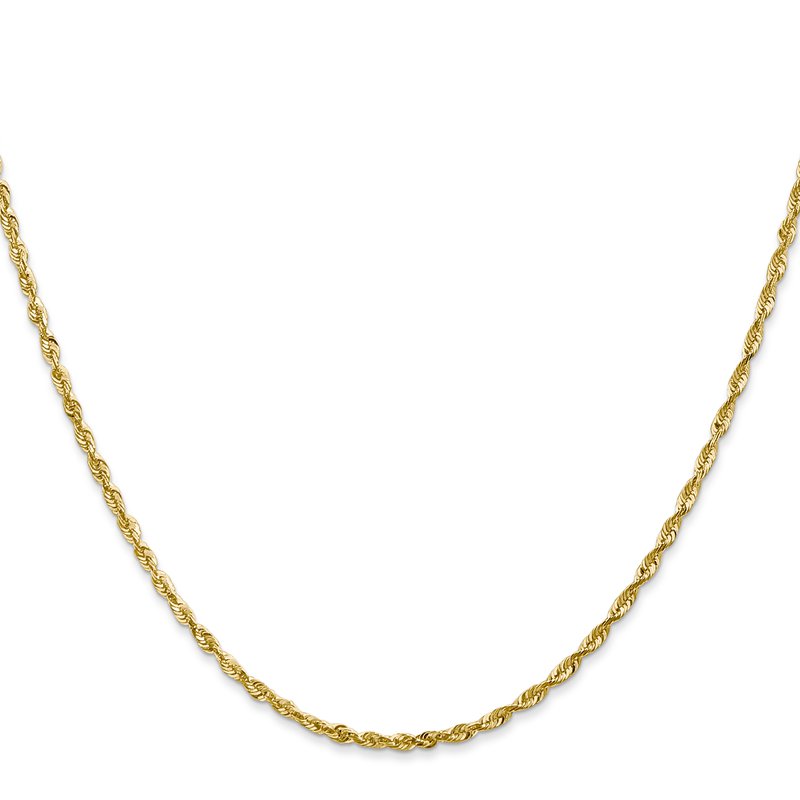 10K 2mm Diamond-Cut Lightweight Rope Chain