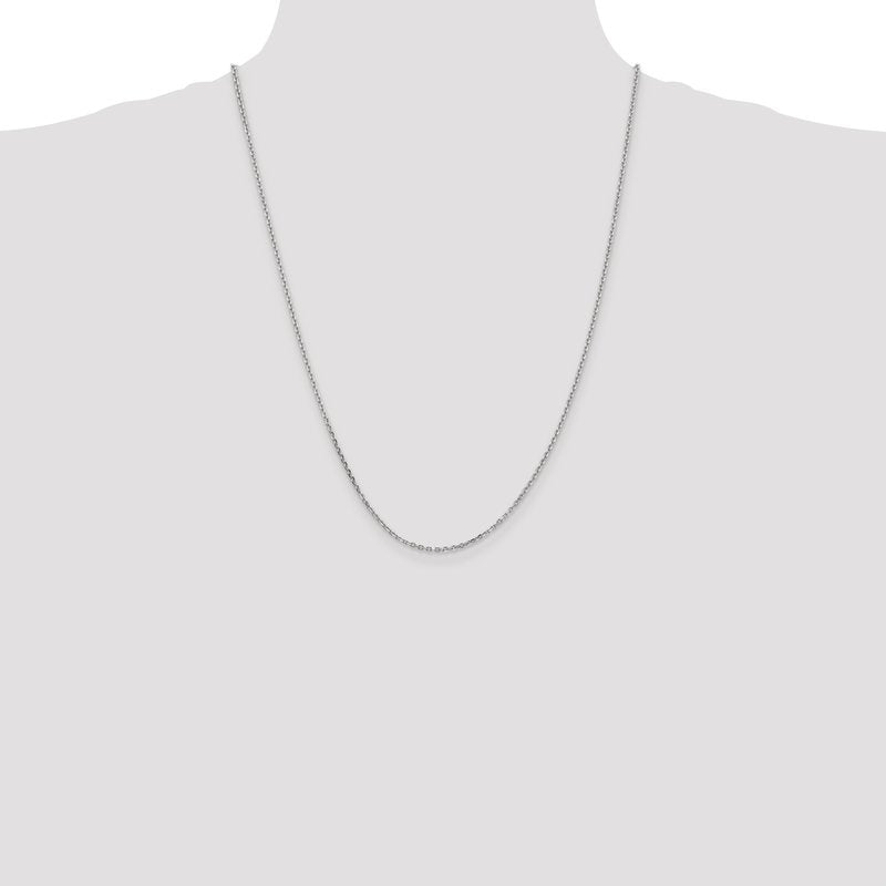 14K White Gold 10 inch 1.65mm Diamond-cut Cable with Lobster Clasp Anklet
