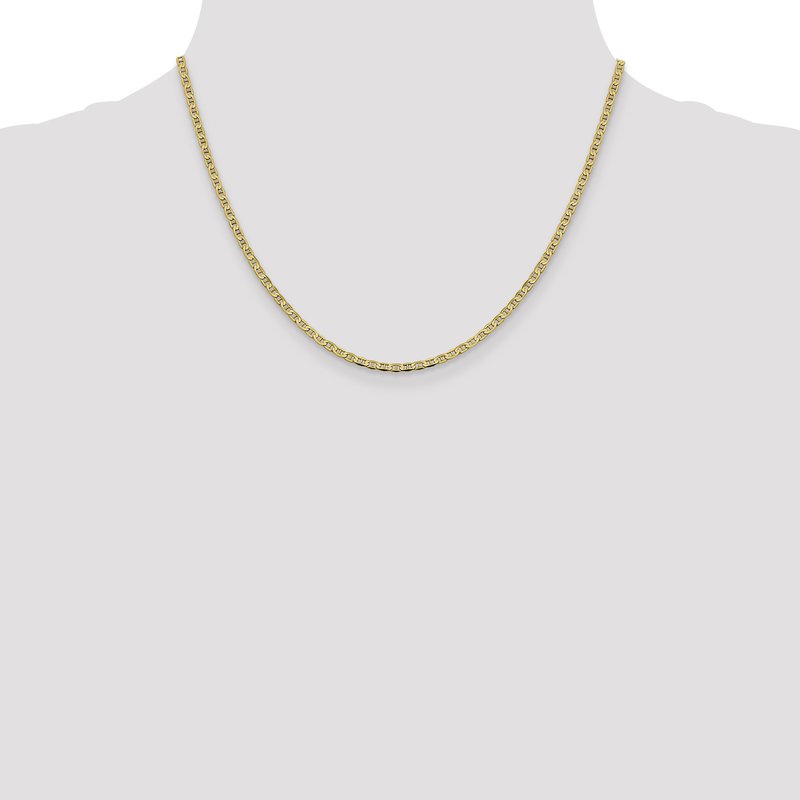 14K 10 inch 2.4mm Concave Anchor with Lobster Clasp Chain