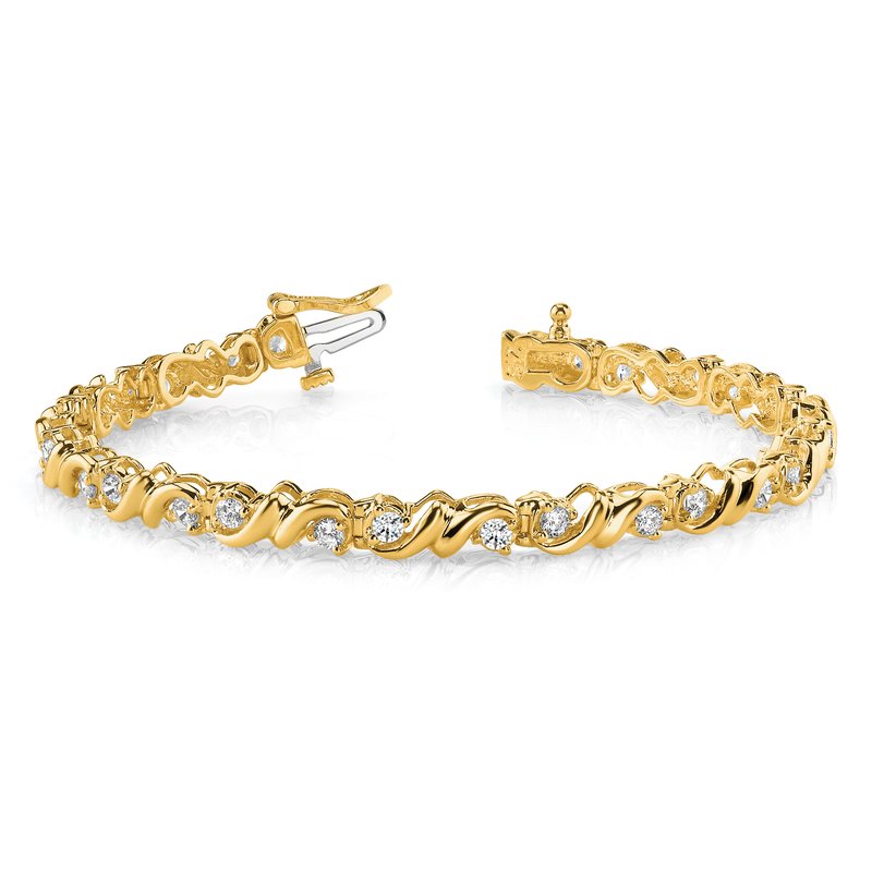 14k Complete 1.17 carat Round VS Diamond Fancy Swirl 7 inch Tennis Bracelet