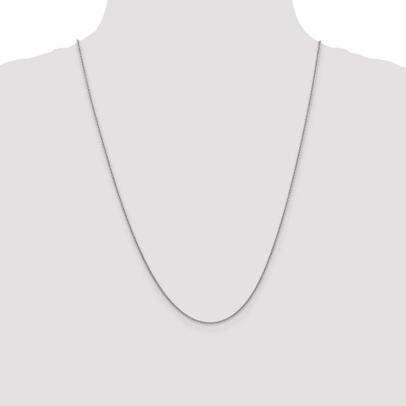 14K White Gold 10 inch 1.4mm Round Open Link Cable with Lobster Clasp Anklet