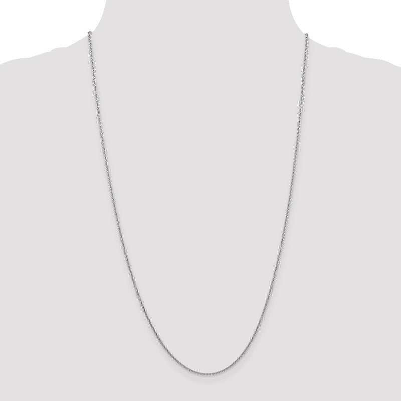 14K White Gold 10 inch 1.4mm Round Open Link Cable with Lobster Clasp Anklet