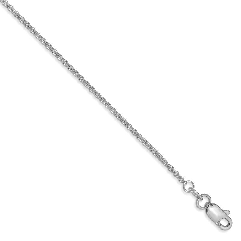 14K White Gold 10 inch 1.4mm Round Open Link Cable with Lobster Clasp Anklet
